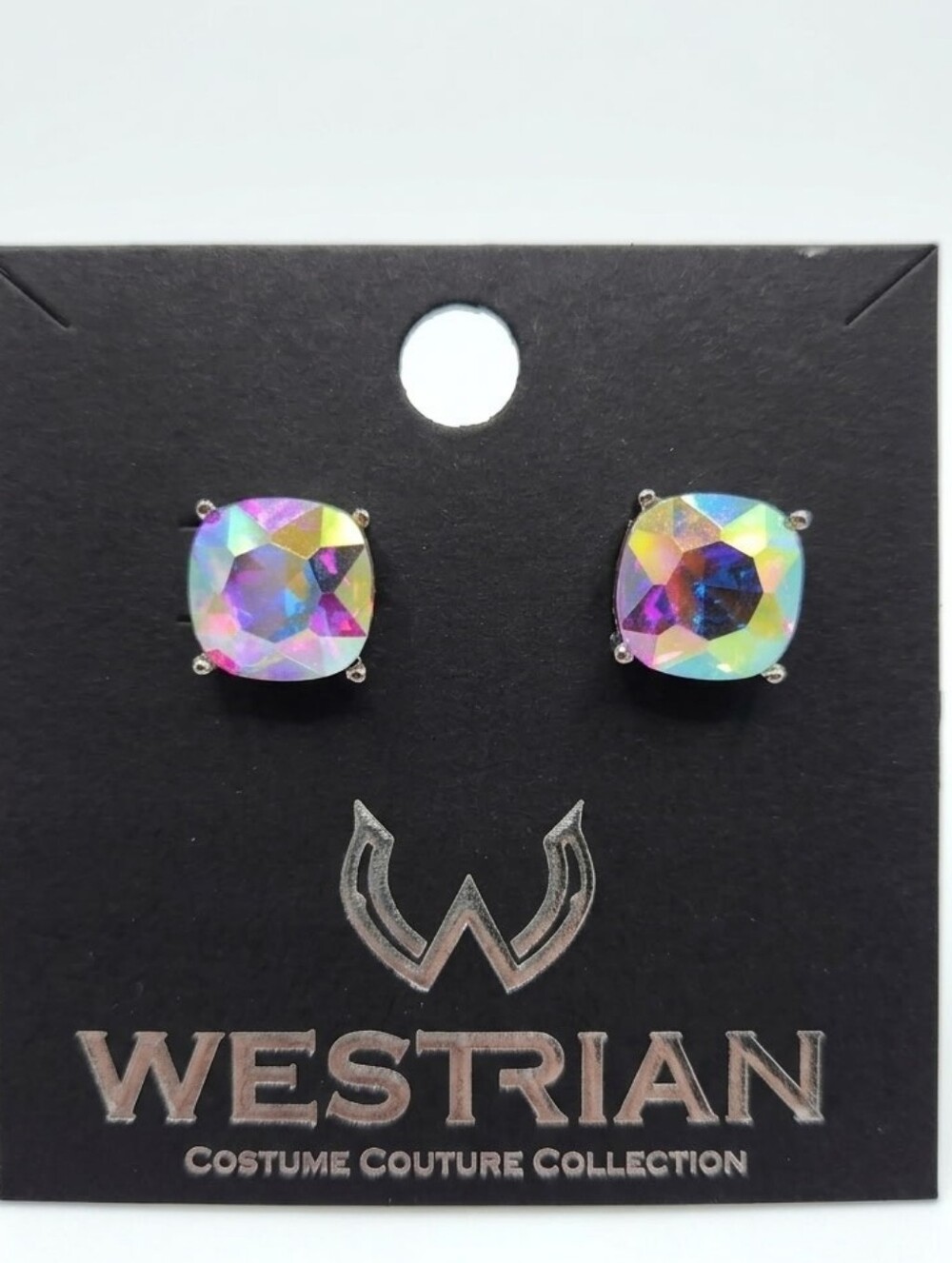 Iridescent Crystal Stud Earrings - Purple Multi NWT